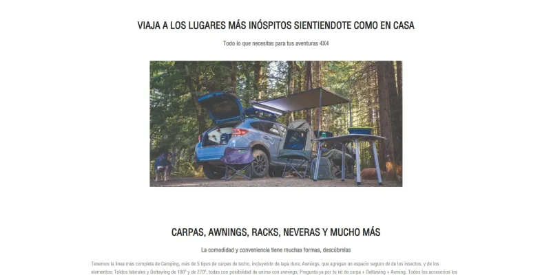 Página web responsive diseñada para venta de repuestos y equipamiento vehicular