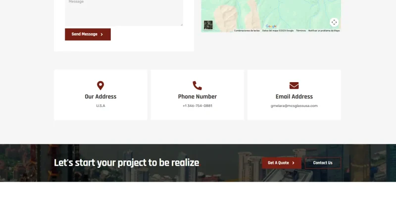 Plantilla de Envato totalmente ajustada a la identidad visual de MCSGlassUSA