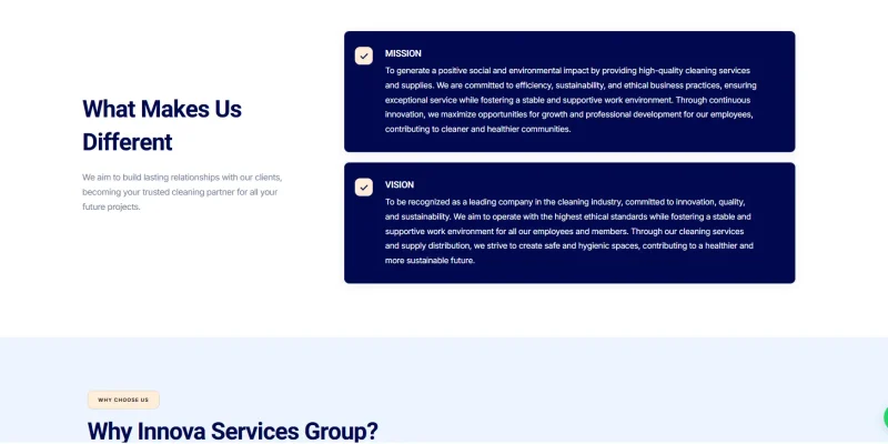 muestra de página moderna y profesional dentro del diseño web corporativo del sitio